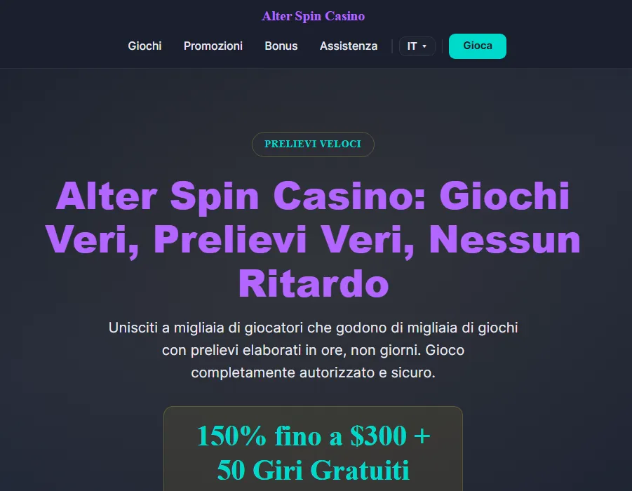 Alterspin Casino – Pacchetto Crypto: 250% fino a €3.000 + 350 Giri