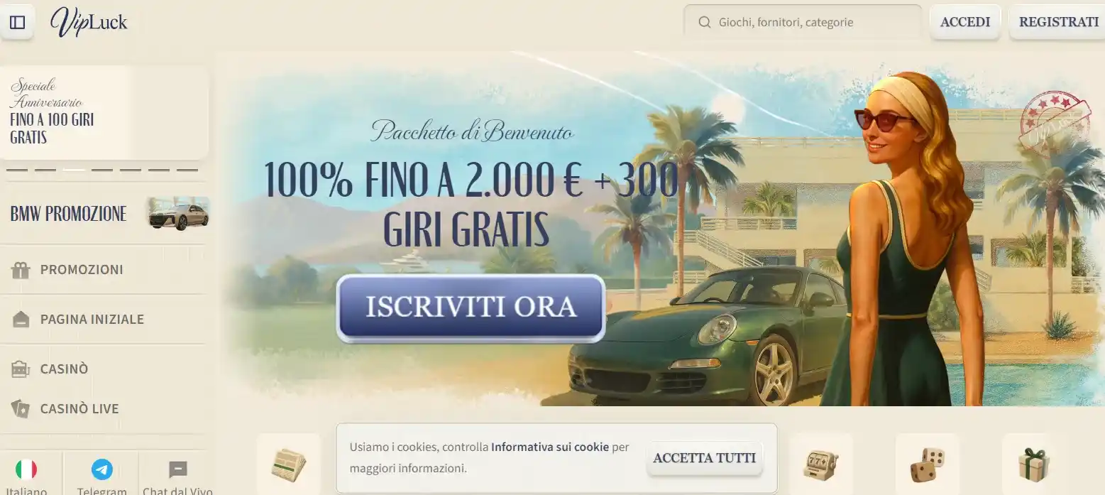 Vipluck Casino – Pacchetto Benvenuto 400% fino a €2.000