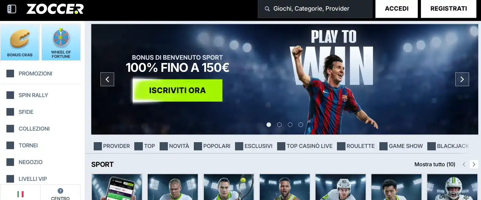 Zoccer Casino – Bonus 150% fino a €1.500 con Licenza MGA